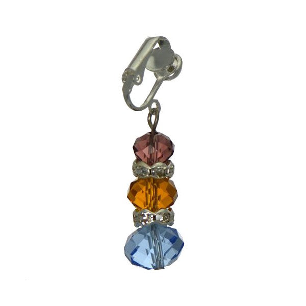 DANIA Silver plated Multi-Coloured Crystal Clip On Earrings