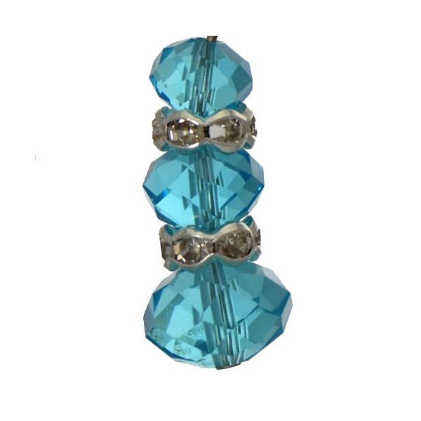 DANIA Silver tone Crystal Turquoise Clip On Earrings