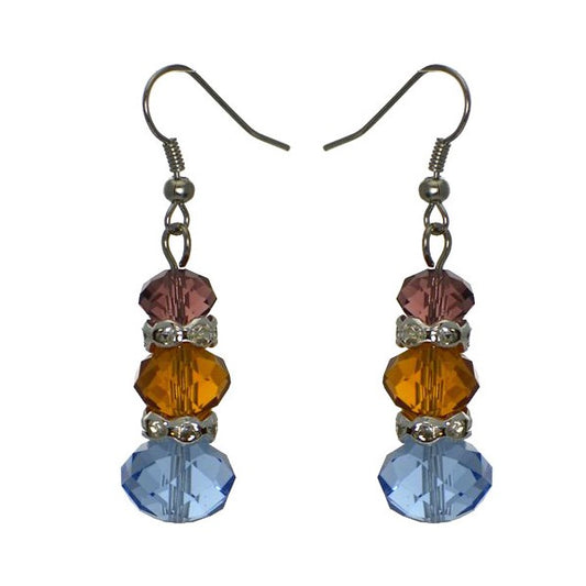 DANIA Silver tone Multi-Coloured Crystal Hook Earrings