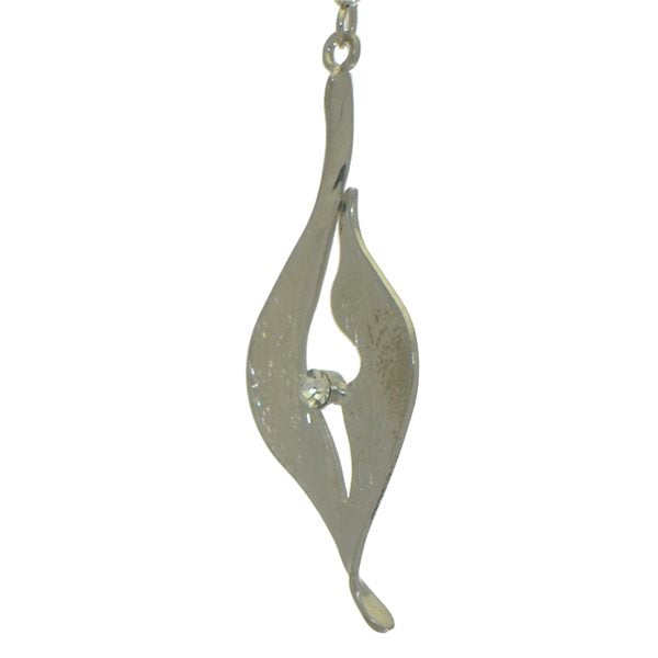 DEARBHAL silver tone crystal leaf hook earrings