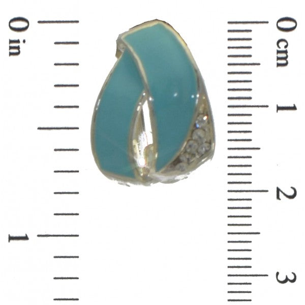 DELAINE silver tone turquoise crystal clip on earrings