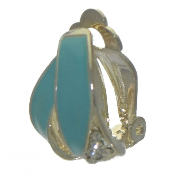 DELAINE silver tone turquoise crystal clip on earrings