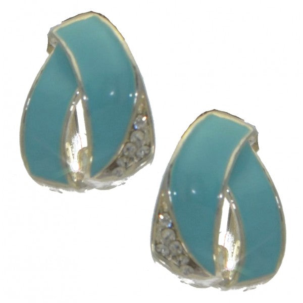 DELAINE silver tone turquoise crystal clip on earrings