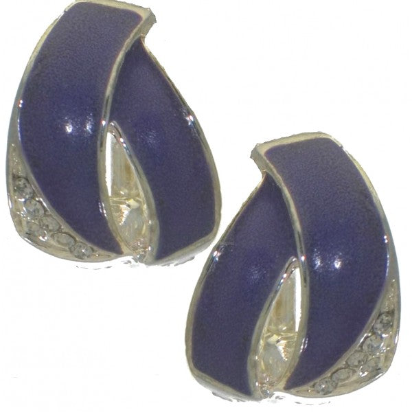 DELAINE tone silver purple crystal clip on earrings