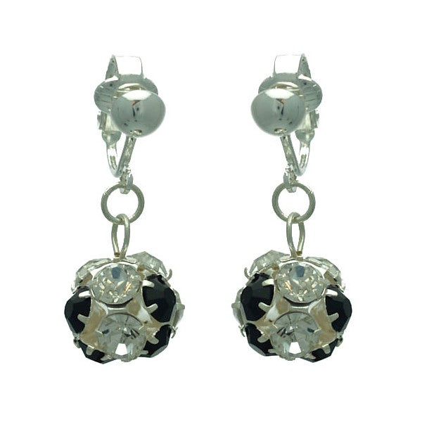 Delfina Silver plated Jet Crystal Clip On Earrings