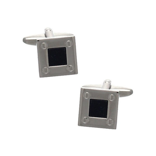 Delmar Silver tone Black Cufflinks