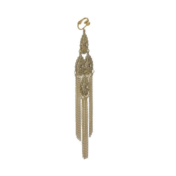 DEVAKIRI Gold plated Crystal and Chain Clip On Earrings