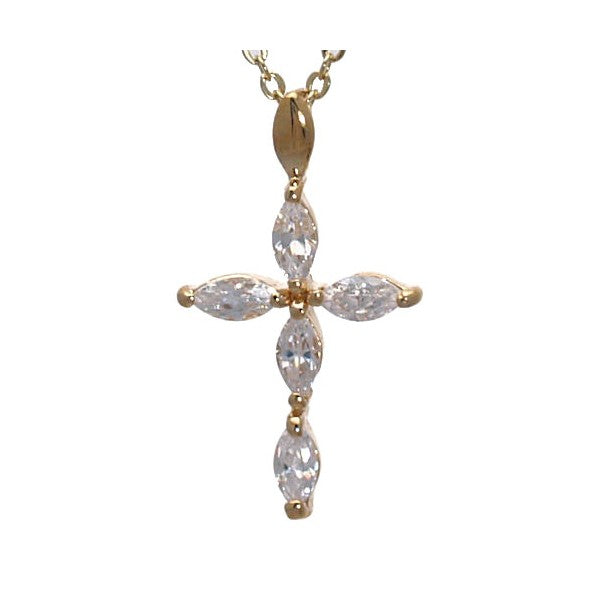 Devotion Gold Plated Crystal Cross Necklace