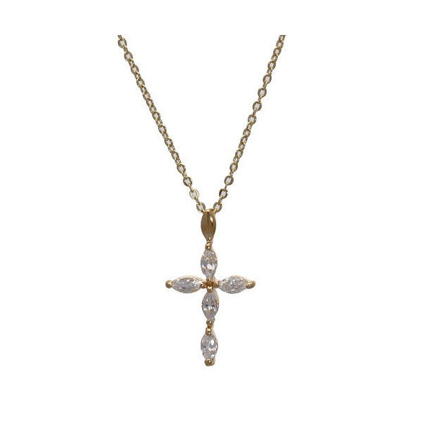Devotion Gold Plated Crystal Cross Necklace