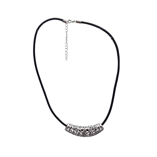 Diana Siver tone Black Cord Necklace