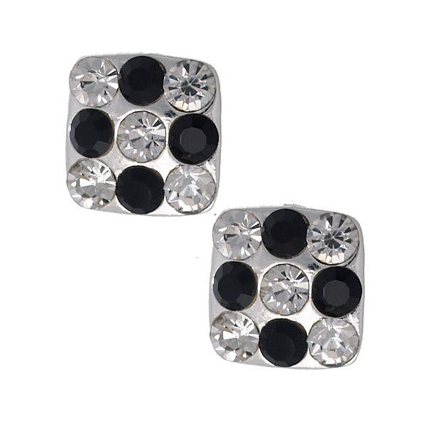 Dicene Silver tone Crystal Black Clip On Earrings