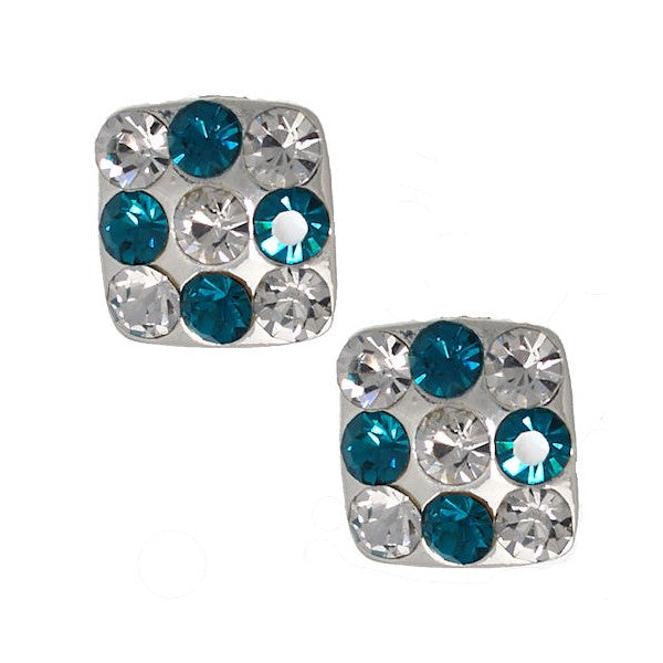 Dicene Silver tone Crystal Turquoise Clip On Earrings