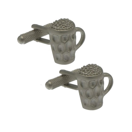 DIMPLE MUG Satin Silver Plated Beer glass Cufflinks