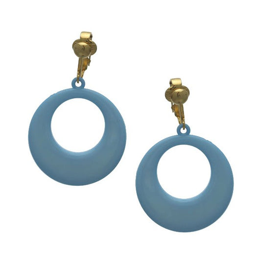 Dionyza Gold tone Baby Blue Clip On Earrings