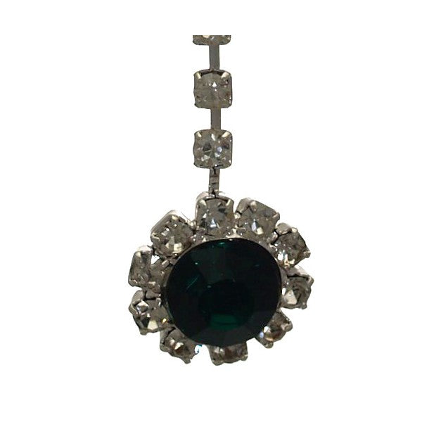 DISCREET Silver tone Crystal Emerald Clip On Earrings