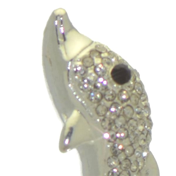 DOLPHIN silver tone crystal dolphin brooch