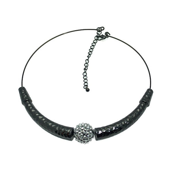 Domino Hematite Crystal Torque Necklace