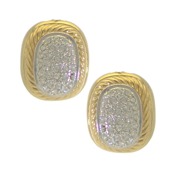 DONELLE Gold Plated Clear Crystal Clip On Earrings