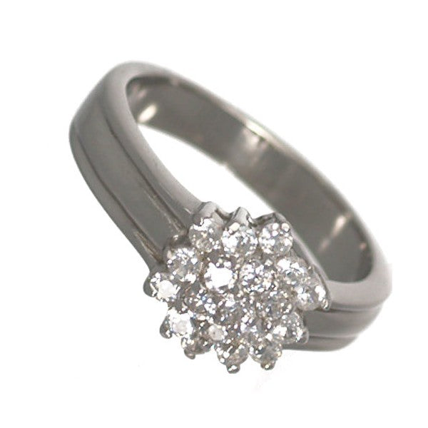 Dorchester Sterling Silver Claw Set Cluster Cub Zirc Ring size R