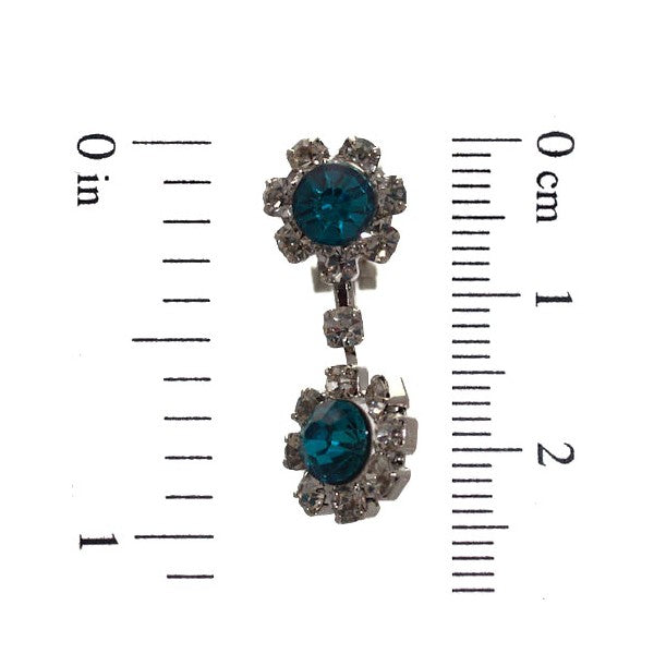 Dottie Silver tone Turquoise Crystal Clip On Earrings