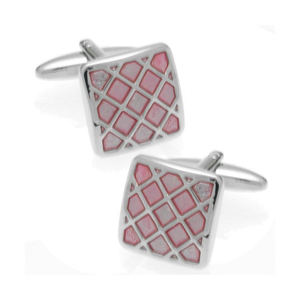 Douglas Silver tone Pink Cufflinks