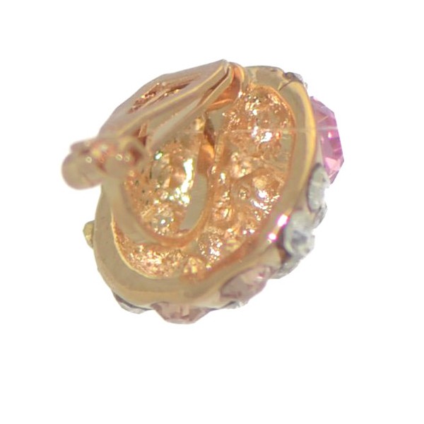 EBERTA Gold tone Multi Coloured Crystals Clip On Earrings