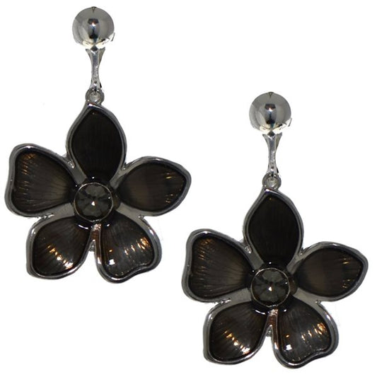 ECHO silver plated amber flower clip on earrings by Rodney