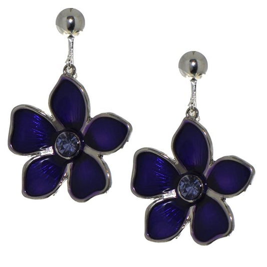 ECHO silver plated purple flower clip on earrings by Rodney