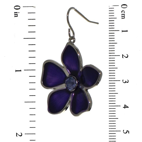 ECHO silver plated purple flower hook earrings by Rodney