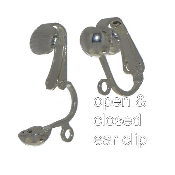 EDANA silver tone pink crystal clip on earrings