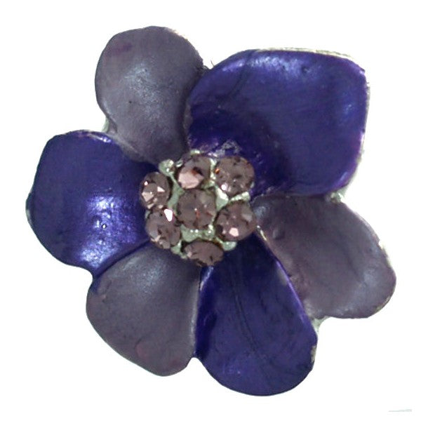 Eileen Silver tone Lilac Crystal Flower Clip On Earrings