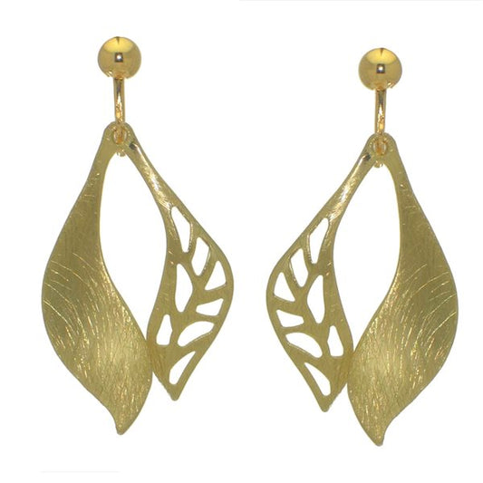 EININ gold plated marquise clip on earrings