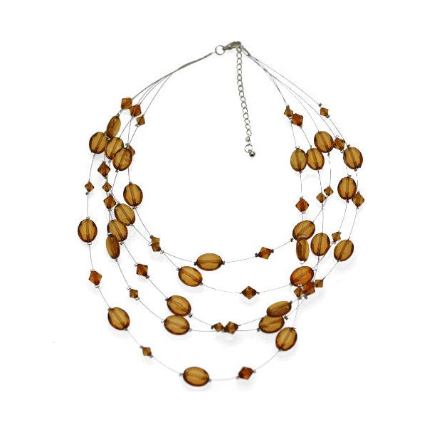 Elation Silver tone Wire Amber Multi Necklace