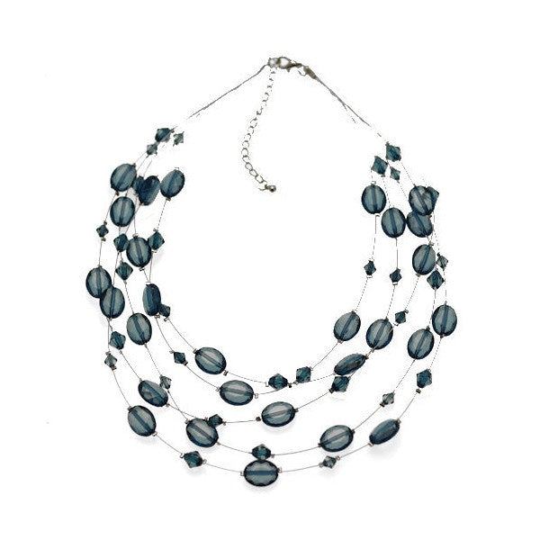 Elation Silver tone Wire Blue Multi Necklace