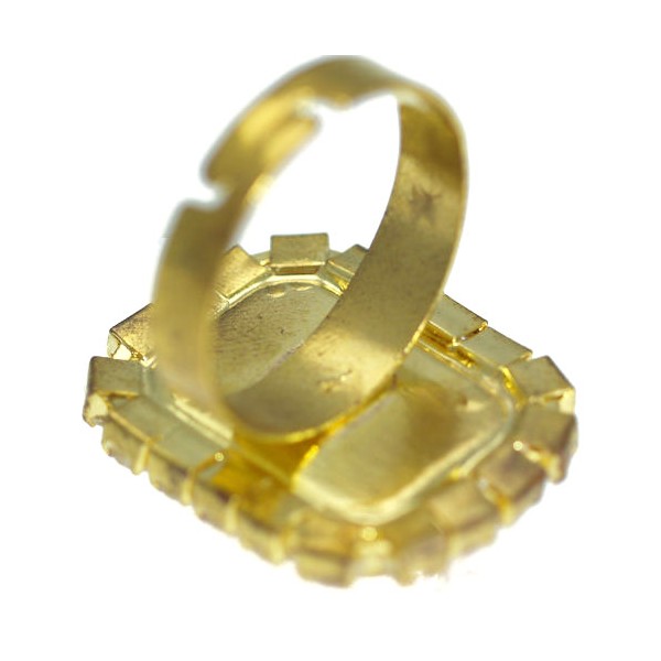 Elaxi Gold tone Amber Crystal Fashion Ring