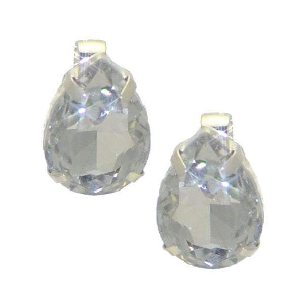 ELENE Silver Plated Clear Crystal Clip On Earrings