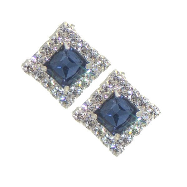 ELOQUENT Silver tone Light Sapphire Crystal Clip On Earrings