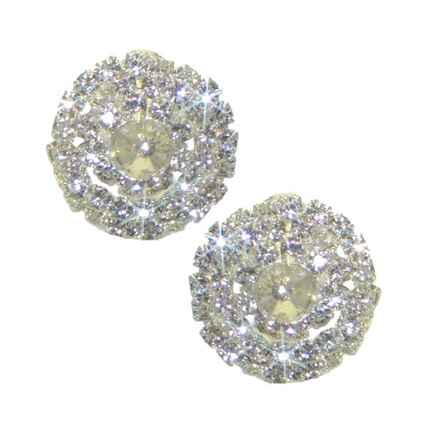 ELVINIA Silver tone Crystal Clip On Earrings