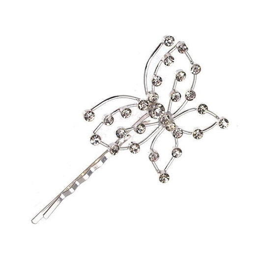 Empress Silver tone Crystal Butterfly Hair Clip