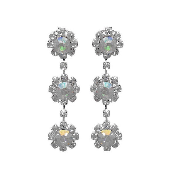 Engaging Silver tone AB Crystal Post Earrings