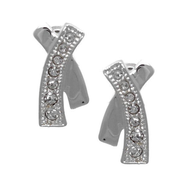 Eponia Silver tone Crystal Post Earrings