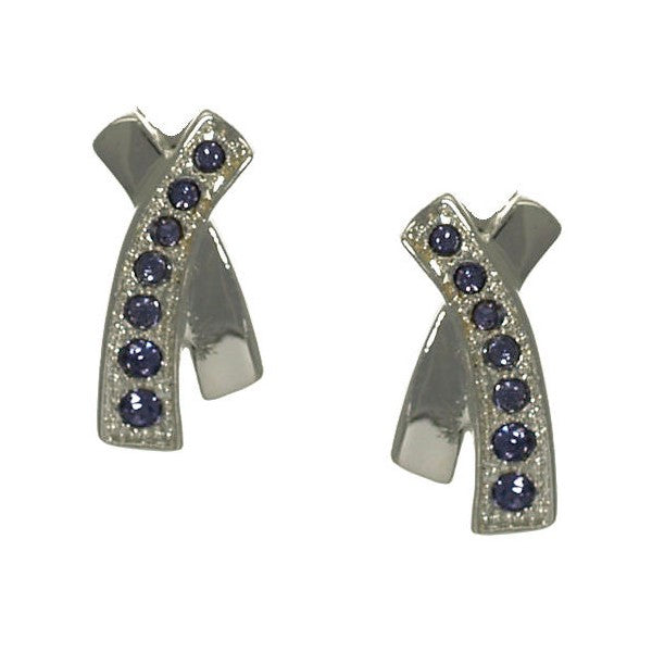 Eponia Silver tone Lilac Crystal Clip On Earrings