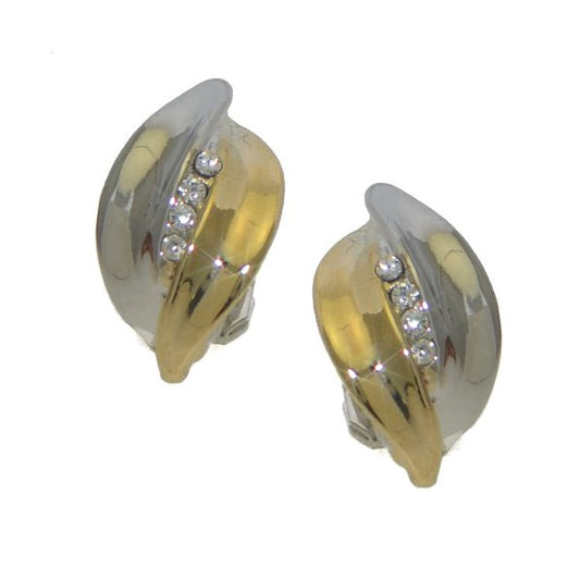 EROS Gold and Silver Plated Crystal Clip On Earrings by Rodney
