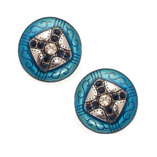 Espressivo Silver tone Turquoise Clip On Earrings