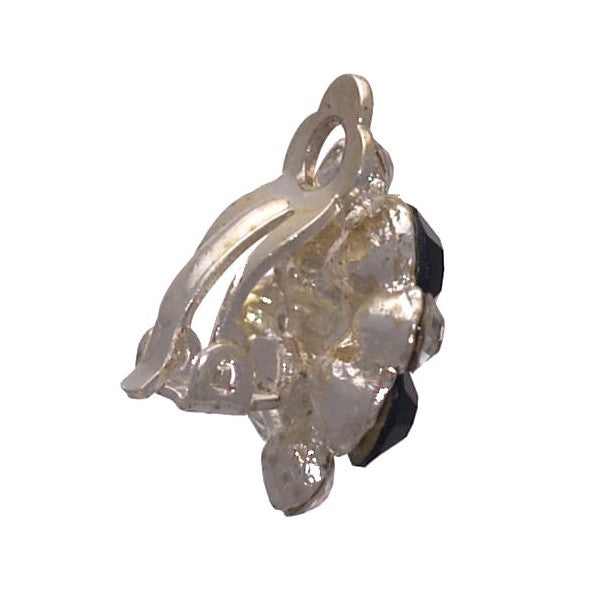 ETAIN Silver tone Sapphire Crystal Clip On Earrings