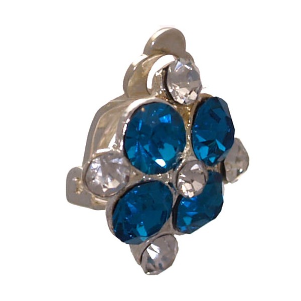 ETAIN Silver tone Turquoise Crystal Clip On Earrings
