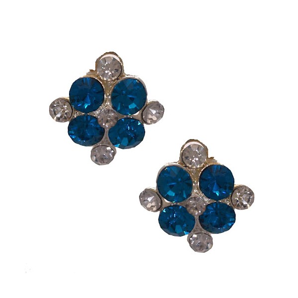 ETAIN Silver tone Turquoise Crystal Clip On Earrings