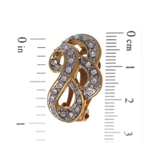 EUPHEMIA Gold Plated Crystal Clip On Earrings
