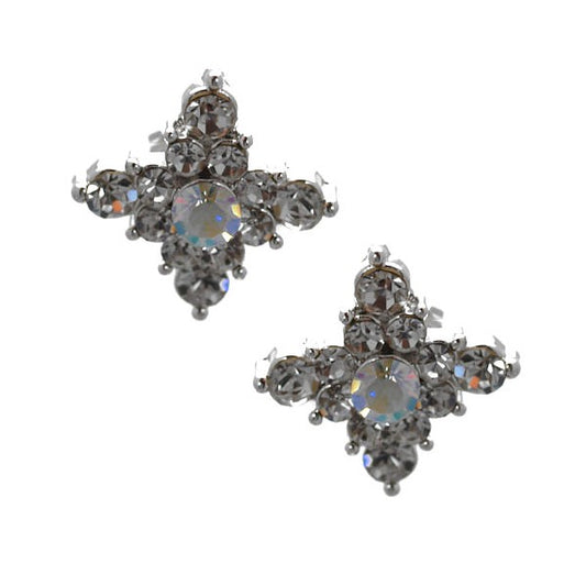 Evangelista Silver tone Aurora Borealis Crystal Star Clip On Earrings