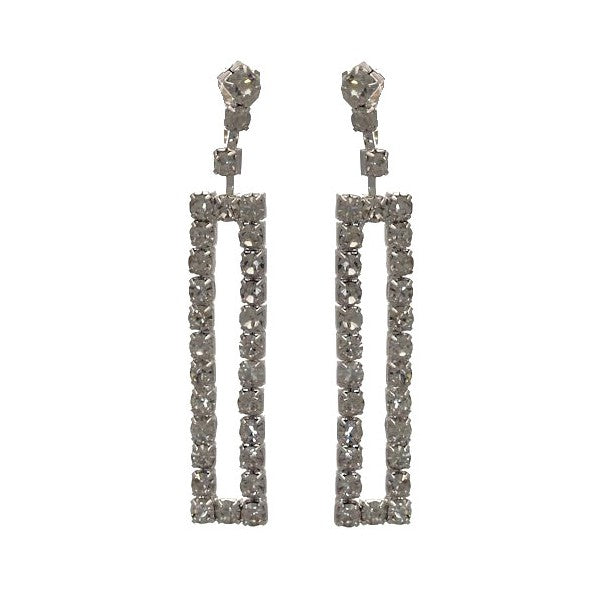 EVIANNA Silver tone Crystal Clip On Earrings